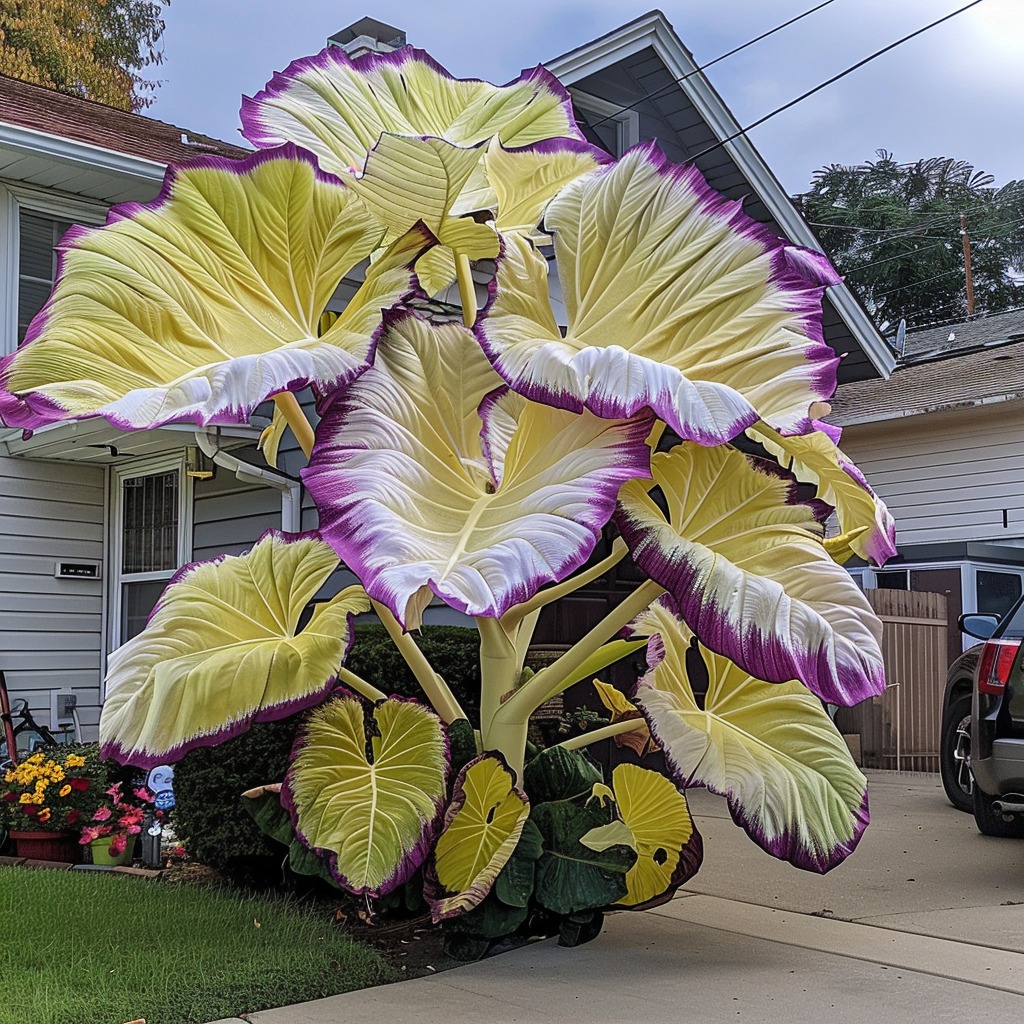 Giant Purple Cream Caladiums