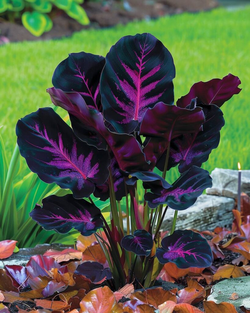 Purple and black Calathea Plant