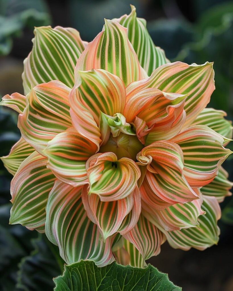 Variegated Double Amaryllis (Hippeastrum hybrid)