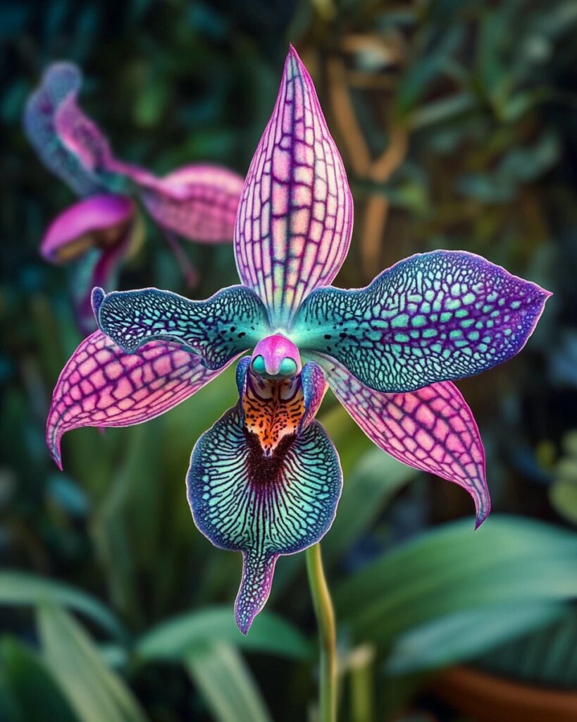 Orchid (likely Paphiopedilum Hybrid)