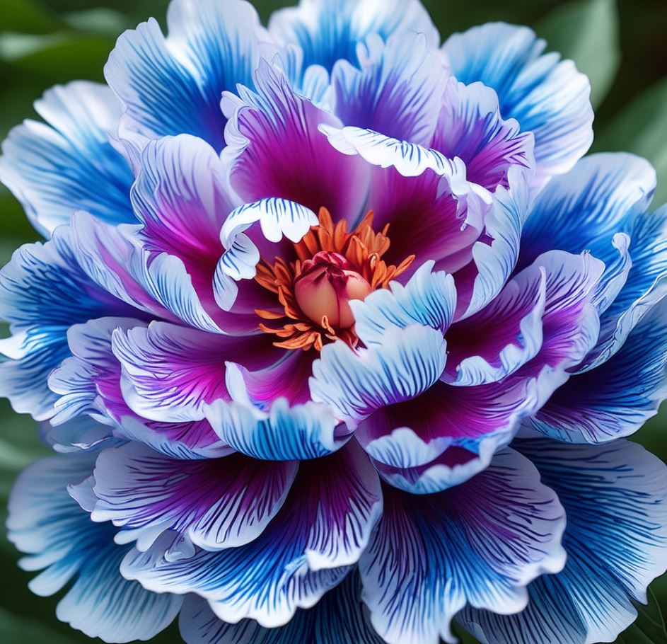 Blue Paeonia flowers