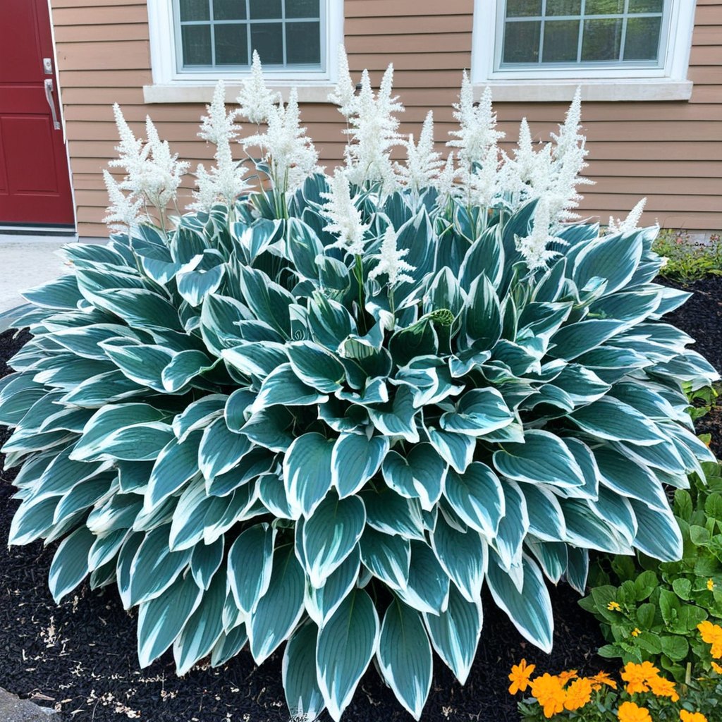 Blue and White Hosta (Hosta spp.)