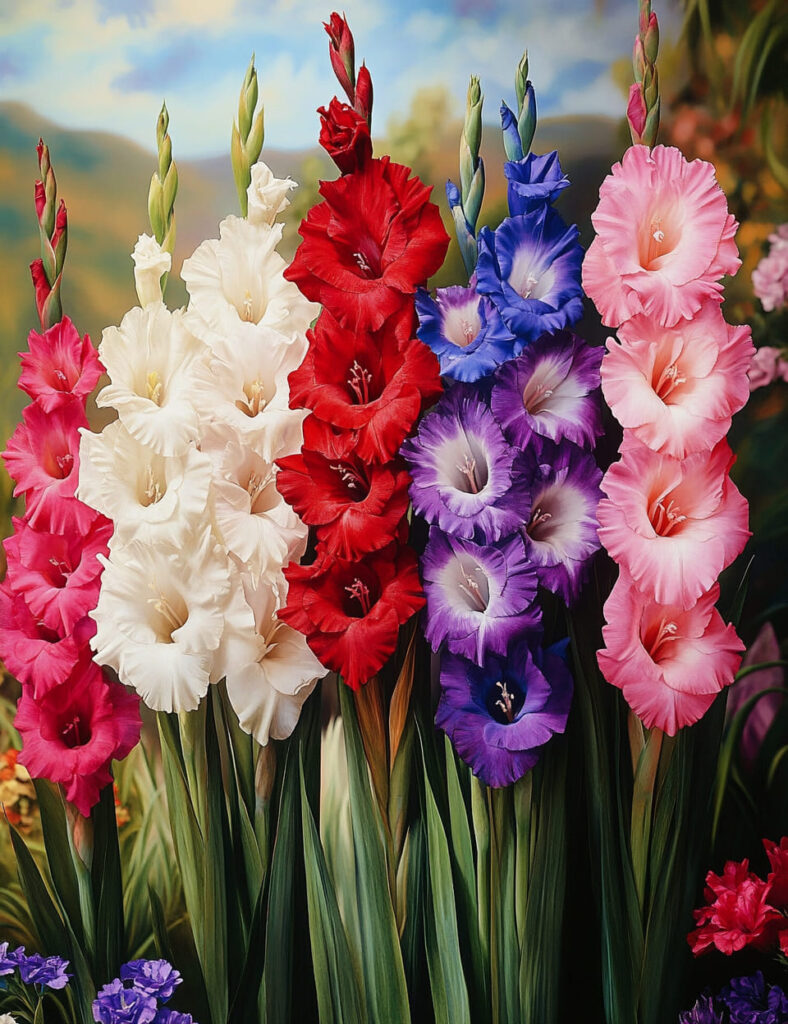 Gladiolus (Gladiolus spp.) garden