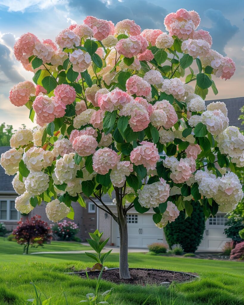 Hydrangea macrophylla 'Blush Ivory'