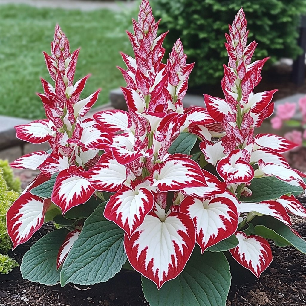 Red and White Hosta (Hosta spp.)