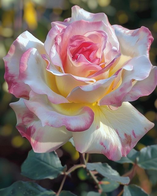 White and Pink Rose (Rosa 'Blushing Bride')