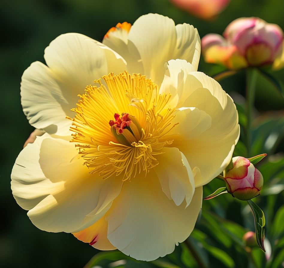 Yellow Paeonia flowers