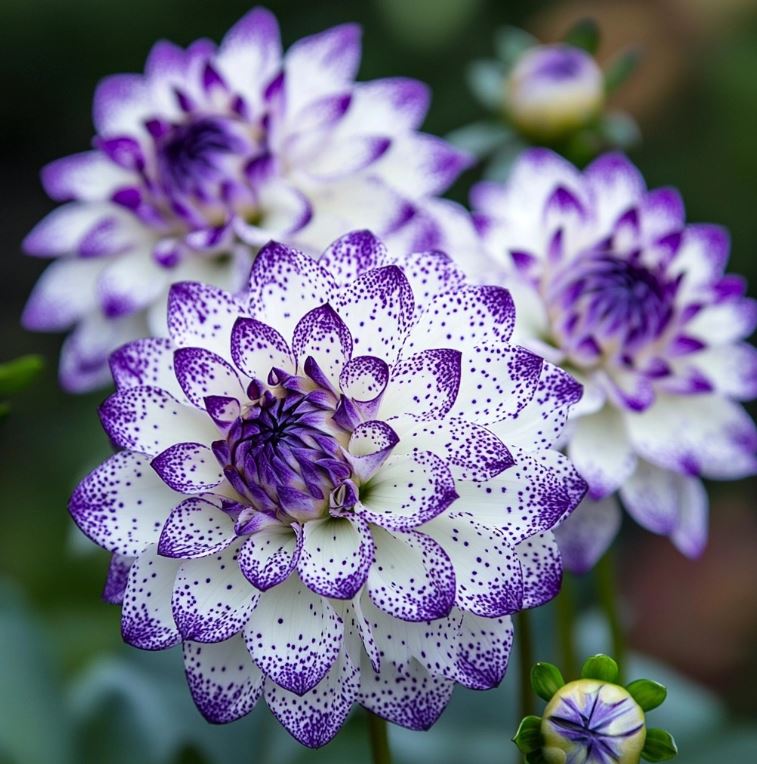 purple and white dahlia