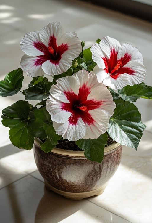 white and red Hibiscus