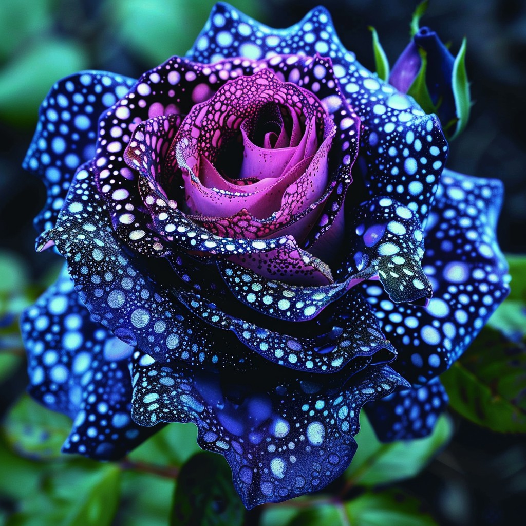 Unique white Polka Dot Rose with black spots