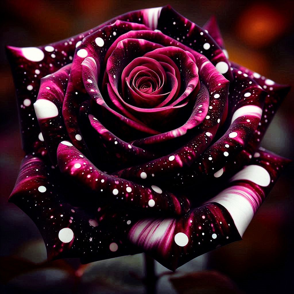 Deep Purple Rose with White Polka Dot Pattern