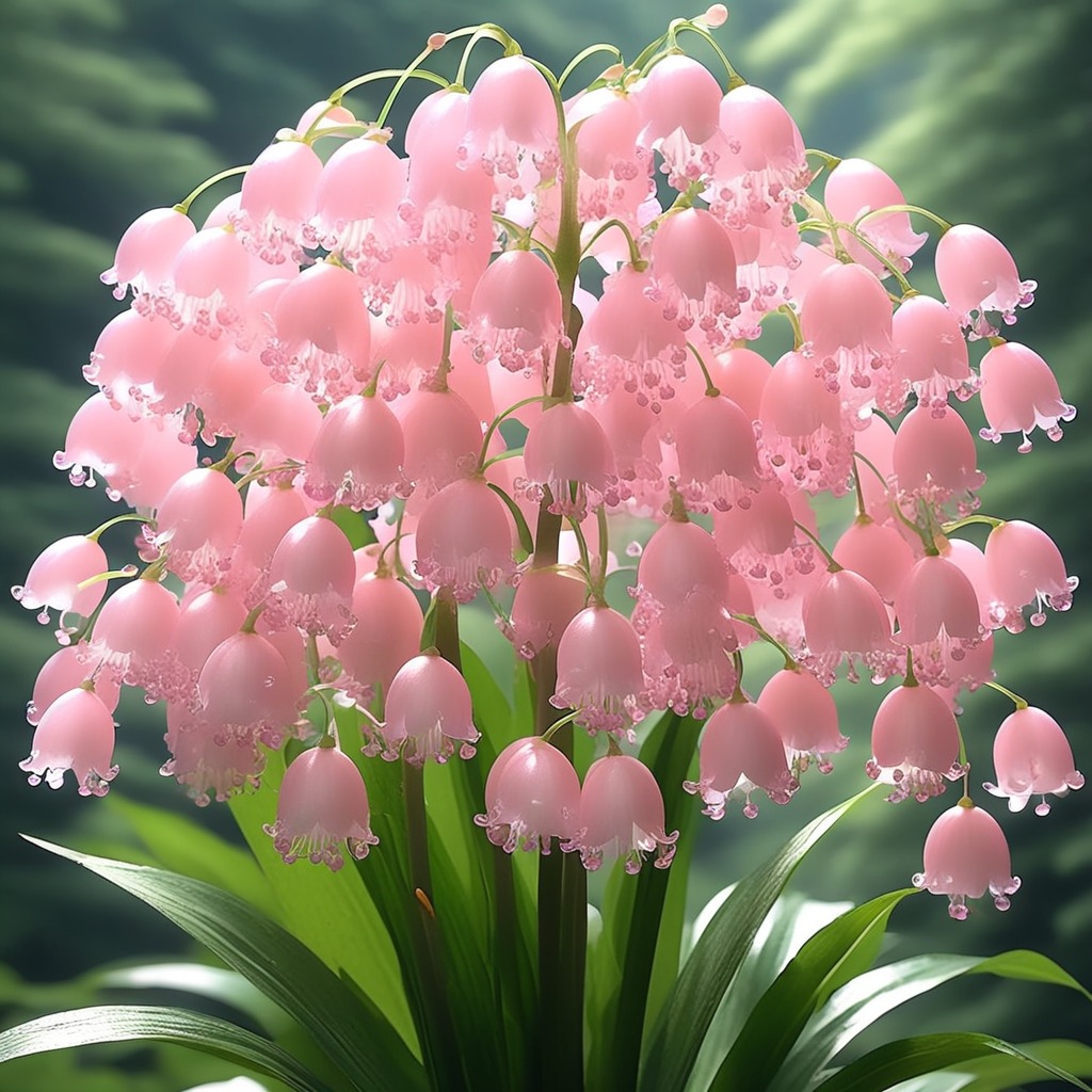 Elegant Pink Lily of the Valley Flowers Blooming in Sunlight