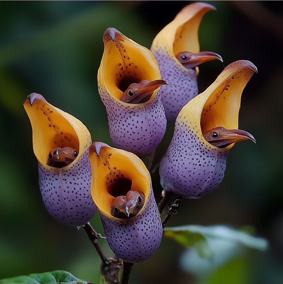 Purple Bird-like Orchid Flowers