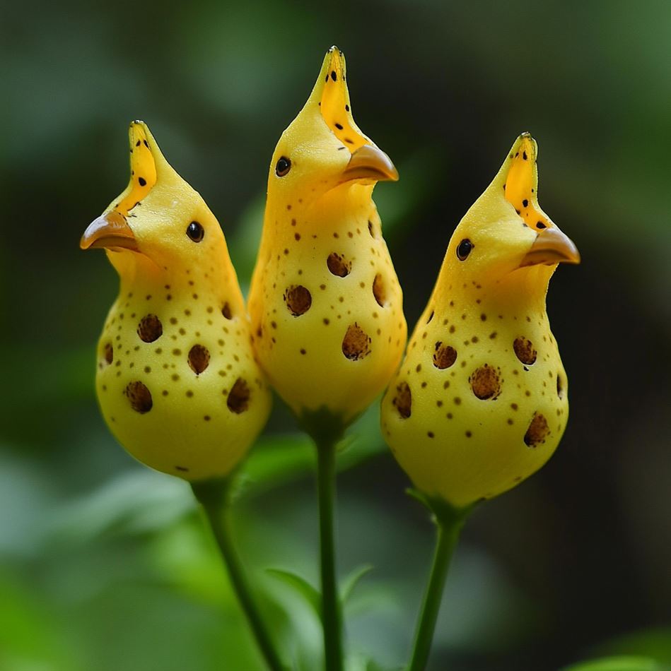 Three Yellow Bird Orchids with Black Spots