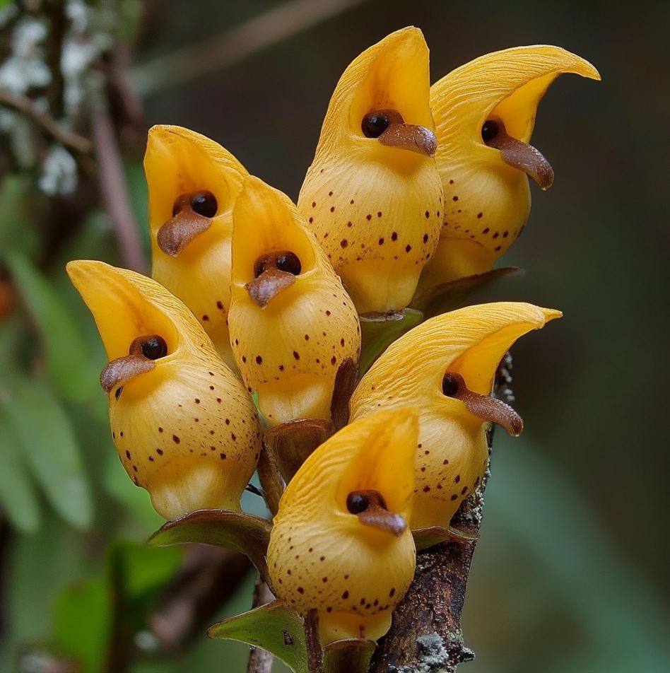 Cluster of Yellow Bird Orchids with Dark Spots