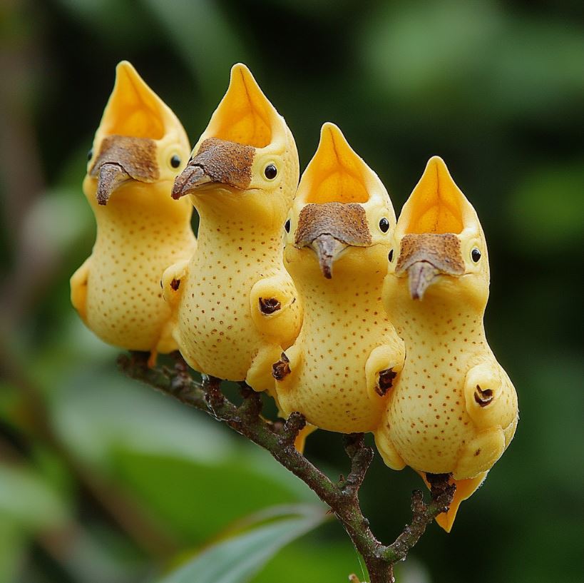 Bird-like Yellow Orchid Cluster