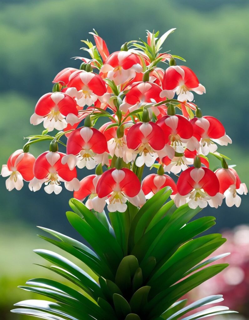 Red and White Lily of the Valley Flowers in Bloom