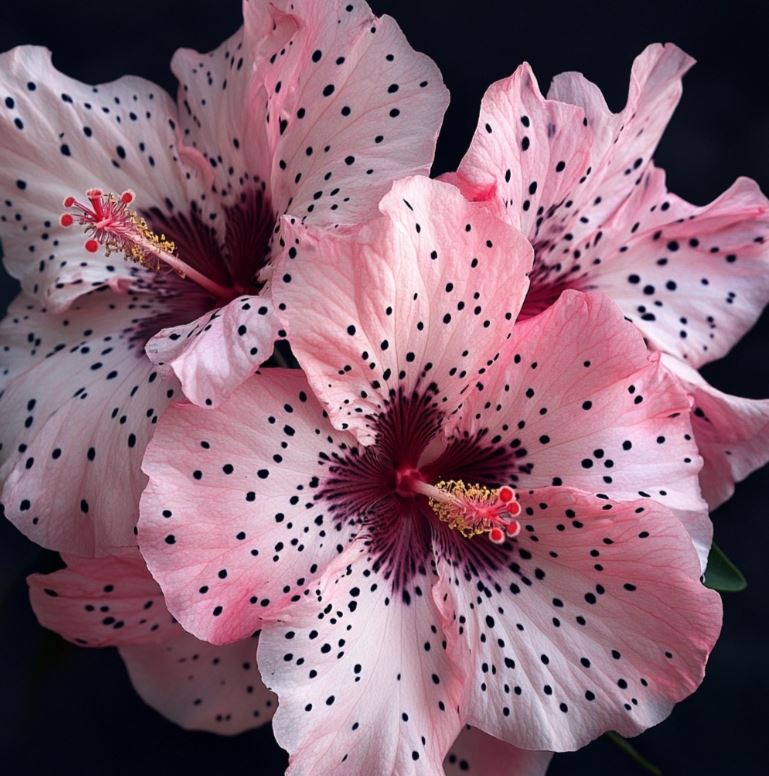 Polka-Dot Pink Hibiscus Flowers