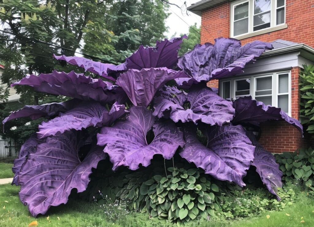 Colocasia Gigantea 'Purple' in Garden