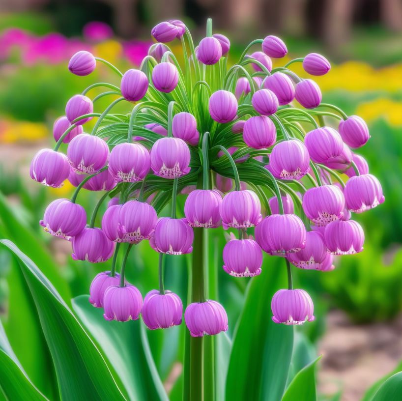 Round purple Lily of the Valley blooms in a spherical arrangement.