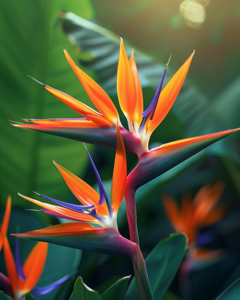 Bird of Paradise flower with vibrant orange and purple petals