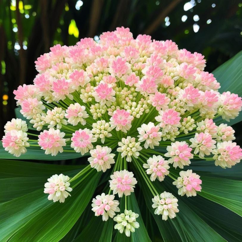 A bouquet of delicate pink and white Lily of the Valley flowers