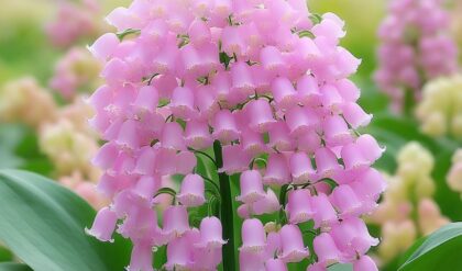 Pink Lily of the Valley Flowers Blooming in a Garden