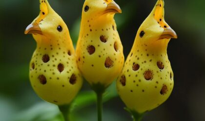 Three Yellow Bird Orchids with Black Spots