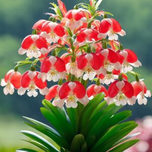 Red and White Lily of the Valley Flowers in Bloom