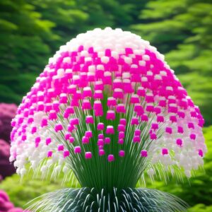 Lily of the Valley with vibrant pink and white bell-shaped flowers in a garden