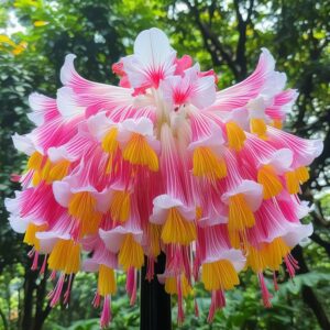 Vibrant Pink and Yellow Hanging Lobelia in Bloom