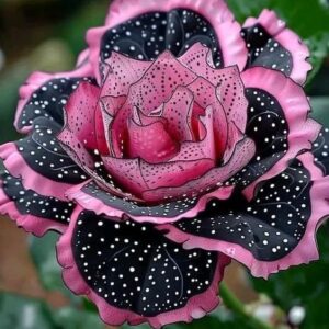 A close-up of a spotted rose, showcasing its intricate pattern.