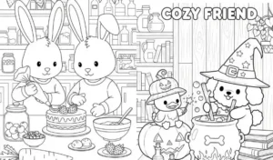 cozy friends coloring pages free printable